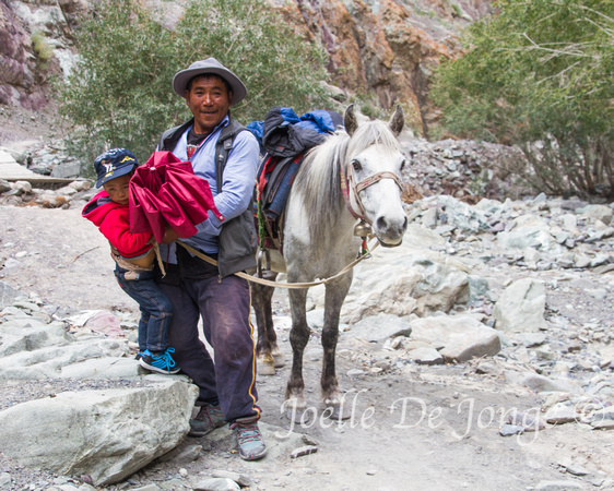 Ladakhi Father and Son with their pony